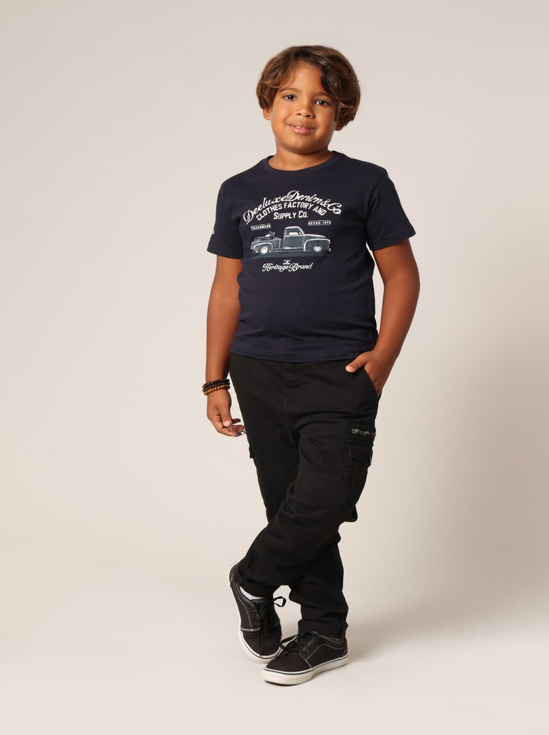 T-shirt garçon 100 % coton, style vintage avec imprimé camionnette 'Deeluxe' Bleu nuit - Kiabi