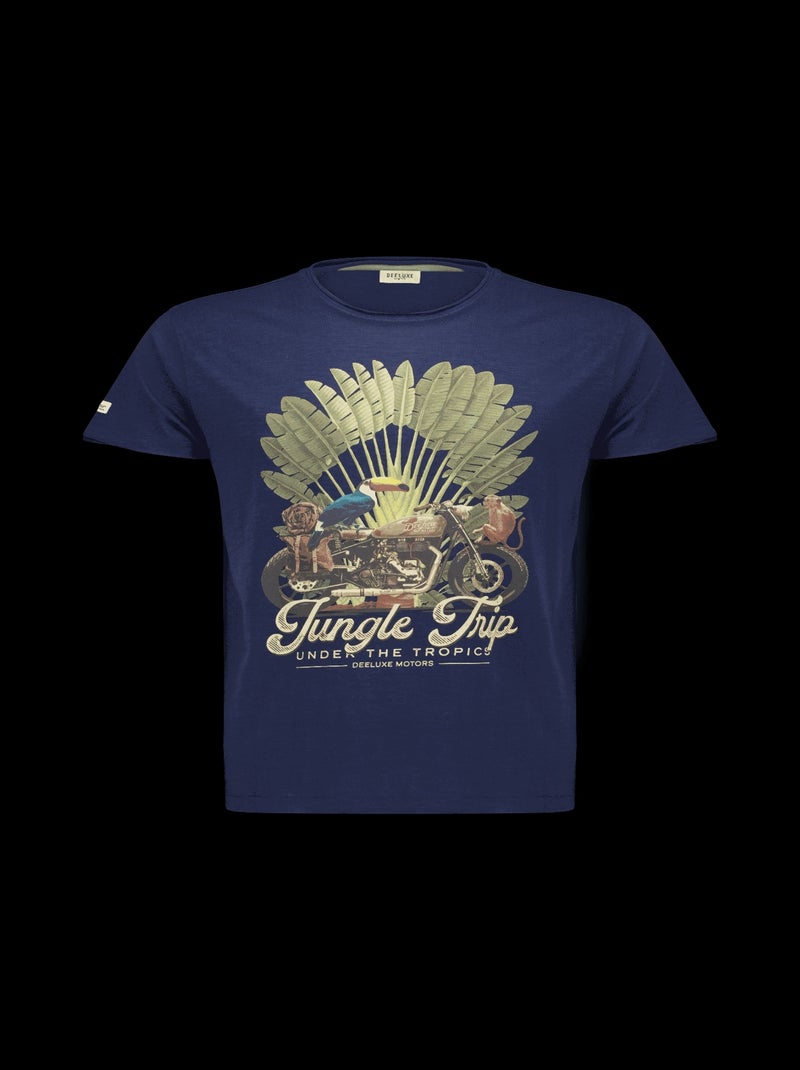 T-shirt garçon à col rond avec imprimé original sur le devant 'Deeluxe' Bleu marine - Kiabi