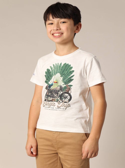 T-shirt garçon à col rond avec imprimé original sur le devant 'Deeluxe' - Kiabi