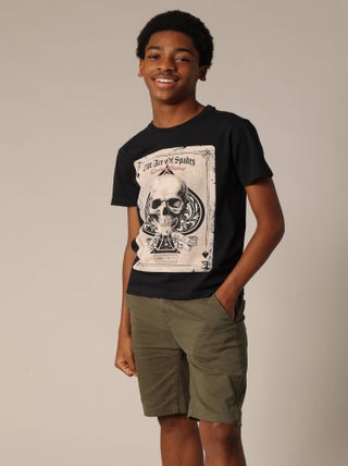 T-shirt garçon à col rond et manches courtes en jersey de coton 'Deeluxe'