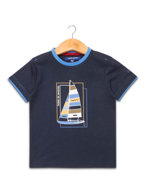 T-shirt Garçon col rond bleu marine - Kiabi