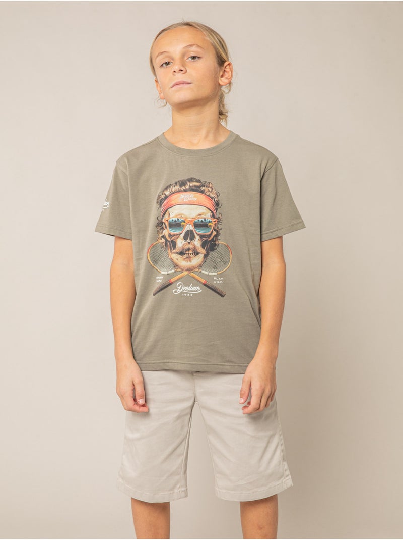 T-shirt garçon coton 'Deeluxe' Vert kaki clair - Kiabi
