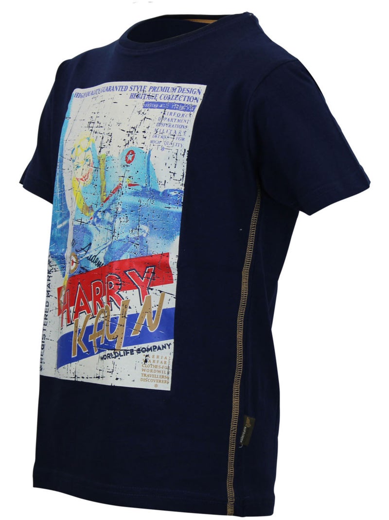 T-shirt garçon ECETUP - HARRY KAYN Bleu marine - Kiabi