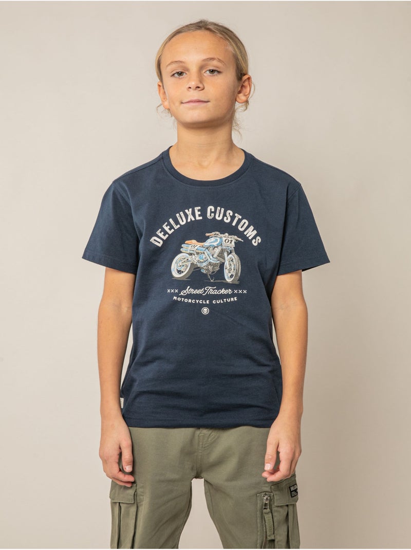 T-shirt garçon en coton 'Deeluxe' Bleu marine - Kiabi