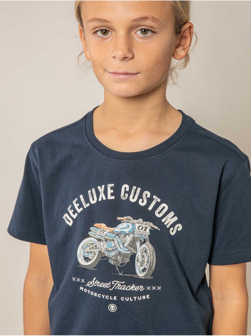 T-shirt garçon en coton 'Deeluxe' Bleu marine - Kiabi