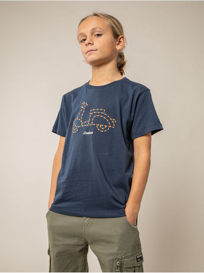 T-shirt garçon en coton 'Deeluxe' Bleu marine - Kiabi