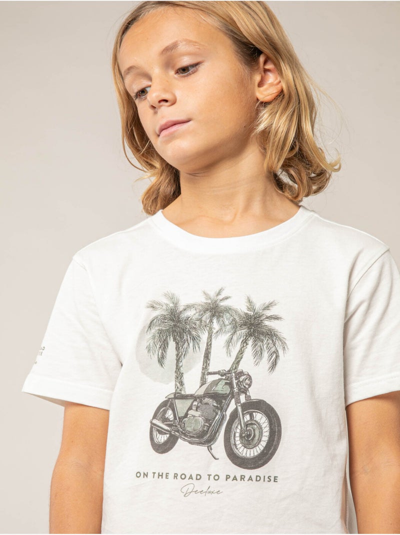 T-shirt GARçON  EN coton 'Deeluxe' Ecru - Kiabi