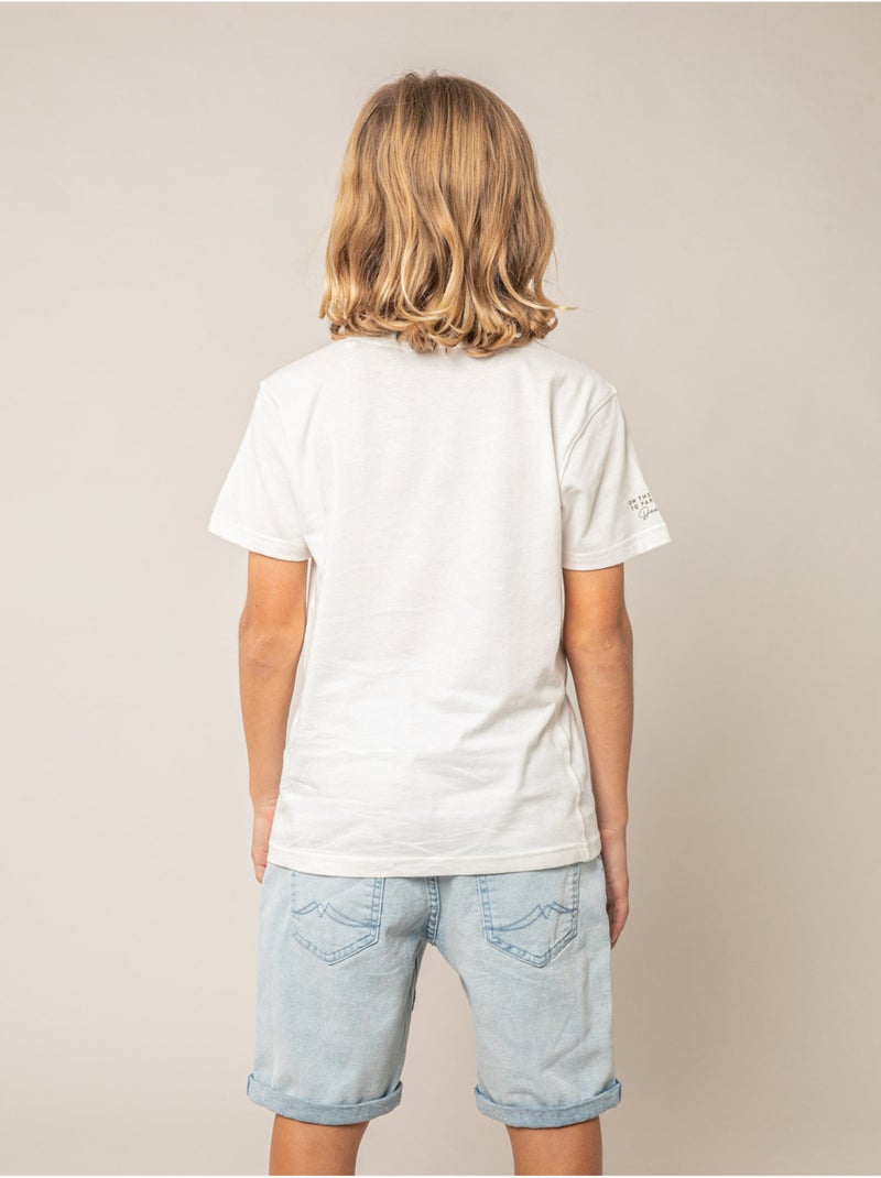 T-shirt GARçON  EN coton 'Deeluxe' Ecru - Kiabi