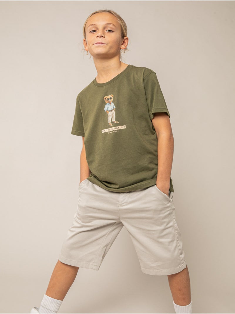 T-shirt garçon en coton 'Deeluxe' Kaki - Kiabi