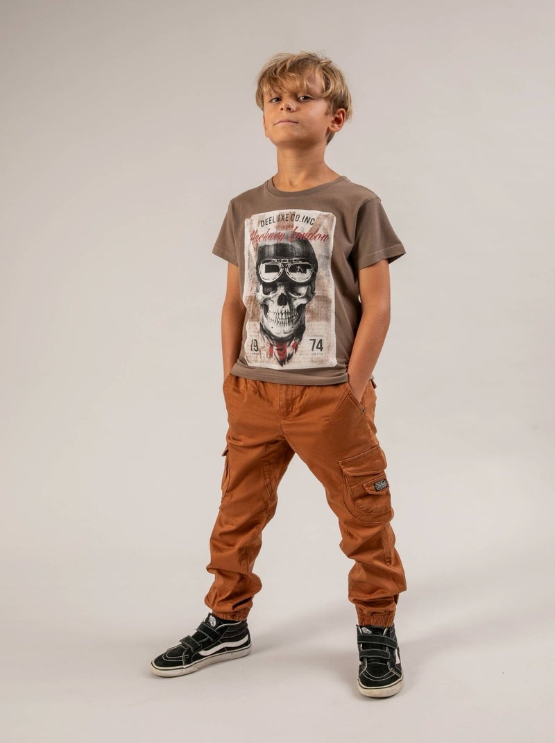 T-shirt garçon en coton 'Deeluxe' Marron chocolat - Kiabi