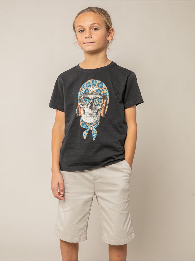 T-shirt garçon en coton 'Deeluxe' Noir - Kiabi
