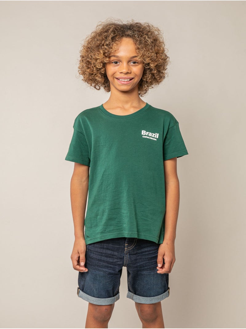 T-shirt garçon en coton 'Deeluxe' Vert foncé - Kiabi