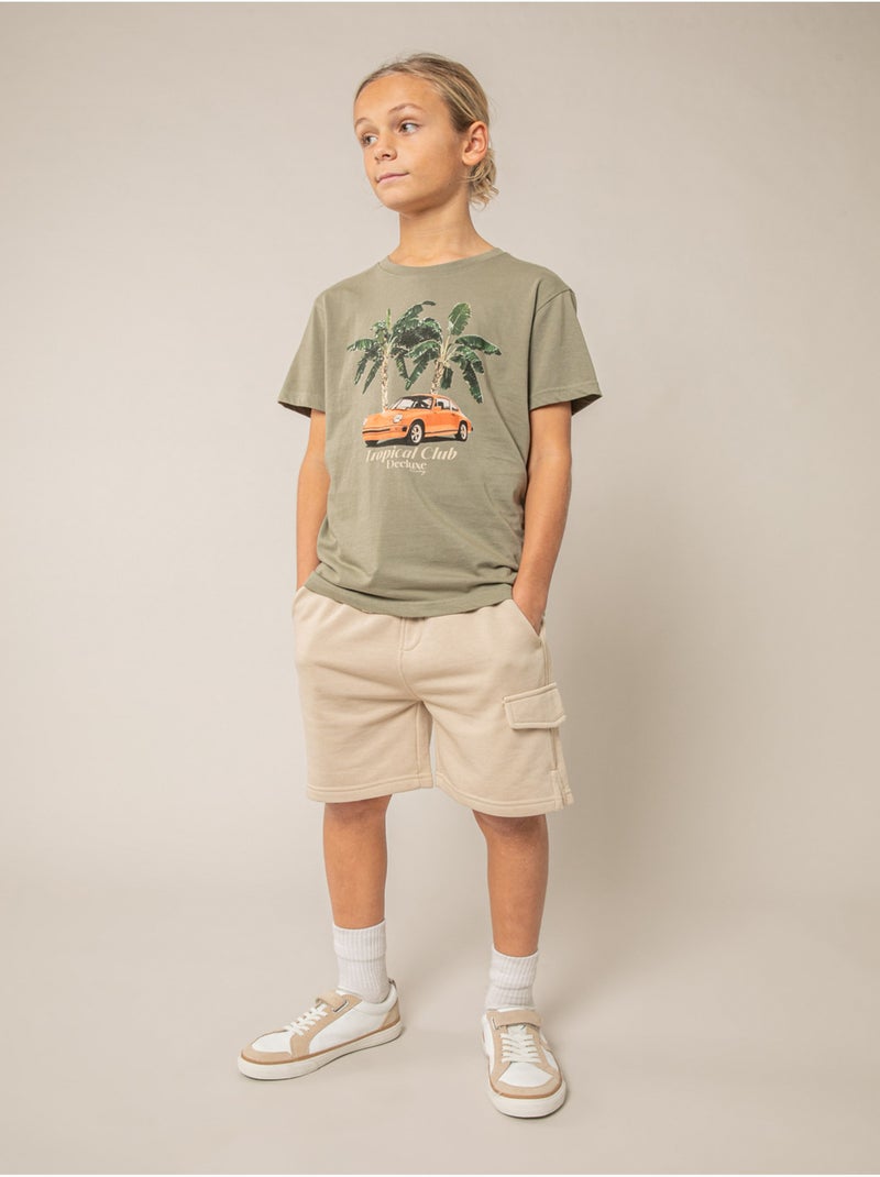 T-shirt garçon en coton 'Deeluxe' Vert kaki clair - Kiabi