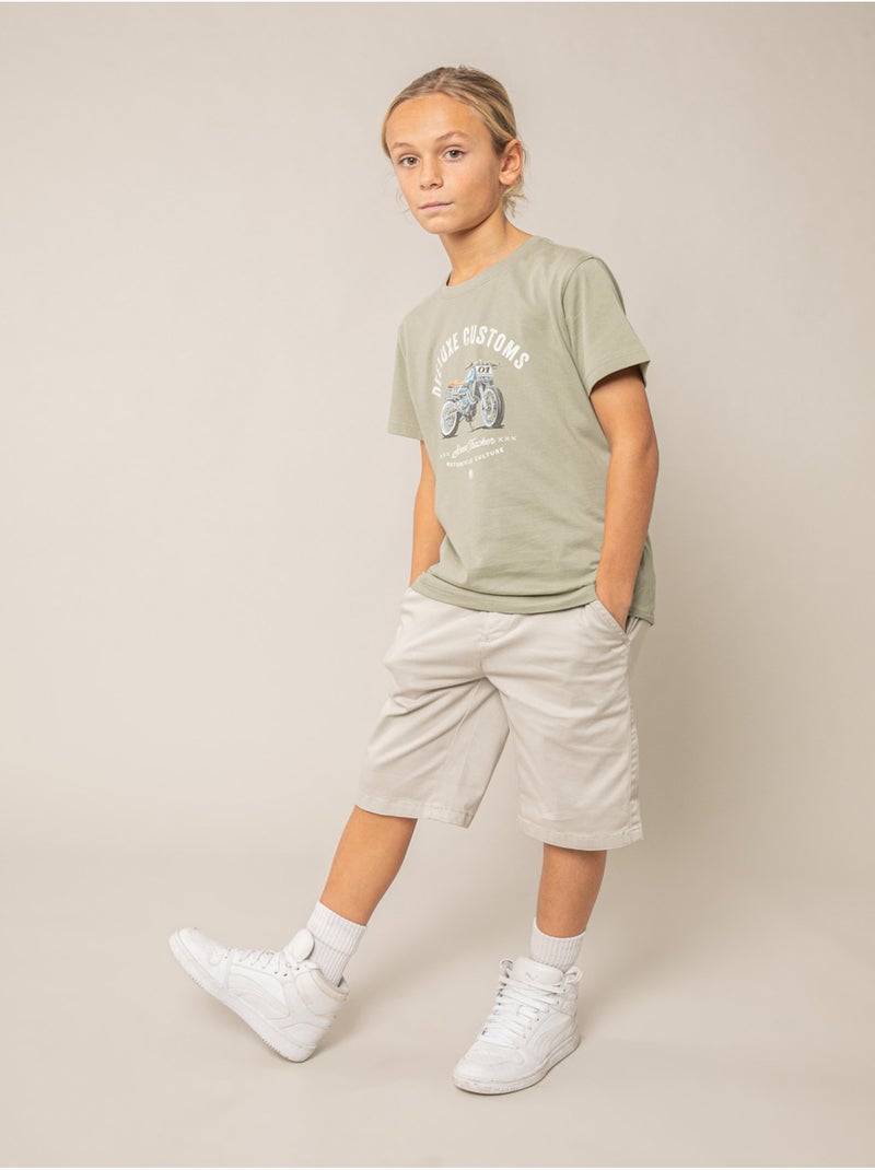 T-shirt garçon en coton 'Deeluxe' Vert kaki clair - Kiabi