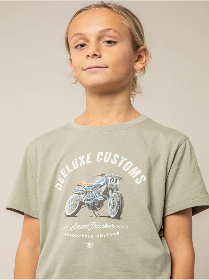 T-shirt garçon en coton 'Deeluxe' Vert kaki clair - Kiabi