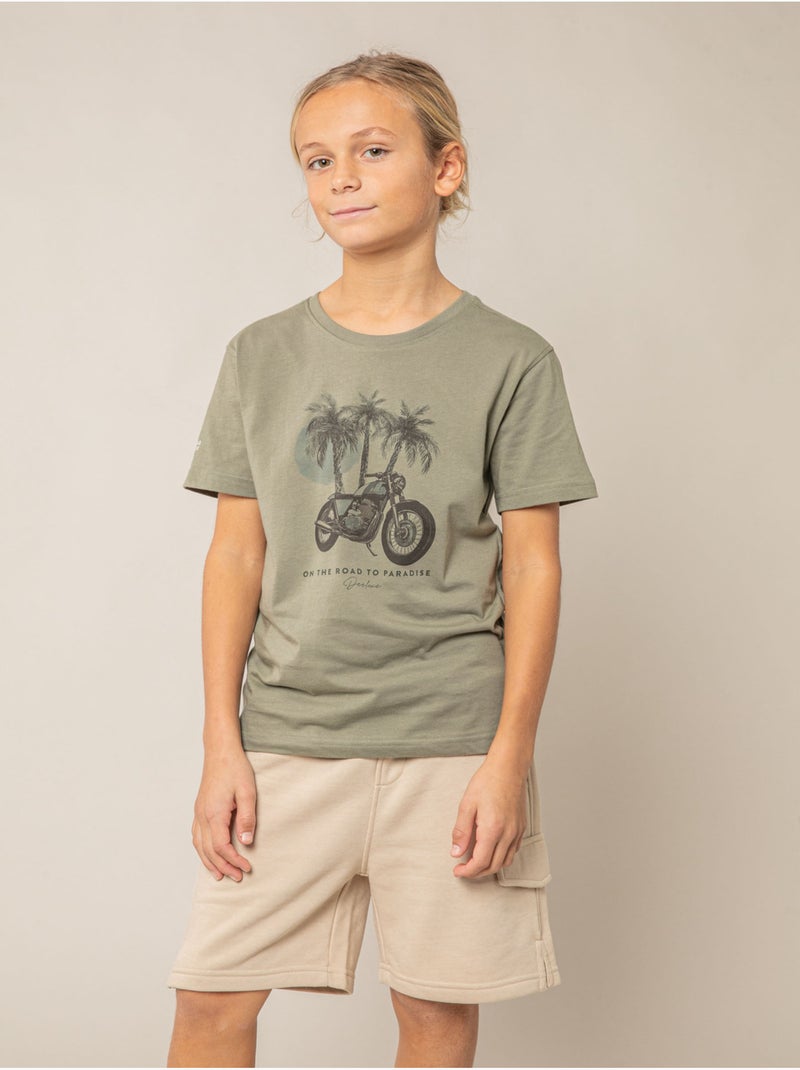 T-shirt GARçON  EN coton 'Deeluxe' Vert kaki clair - Kiabi