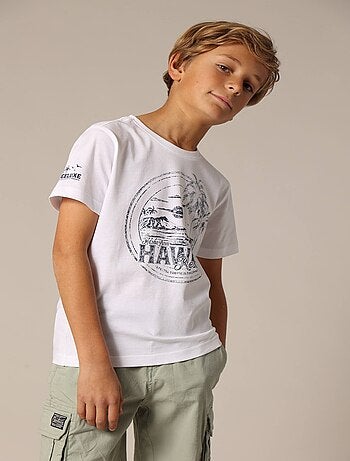 T-shirt garçon MAHALO en coton avec imprimé tropical 'Deeluxe'