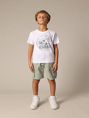 T-shirt garçon MAHALO en coton avec imprimé tropical 'Deeluxe'