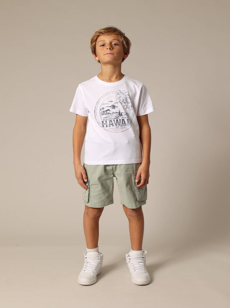 T-shirt garçon MAHALO en coton avec imprimé tropical 'Deeluxe' Blanc - Kiabi