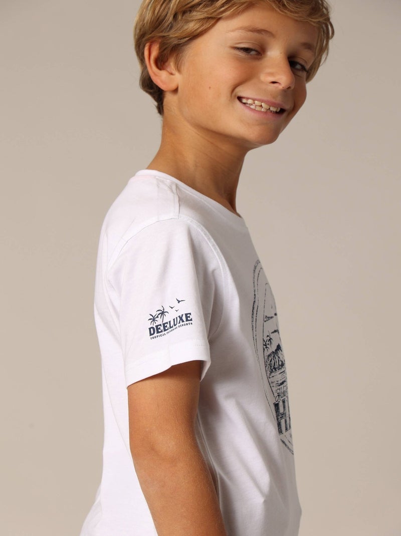 T-shirt garçon MAHALO en coton avec imprimé tropical 'Deeluxe' Blanc - Kiabi