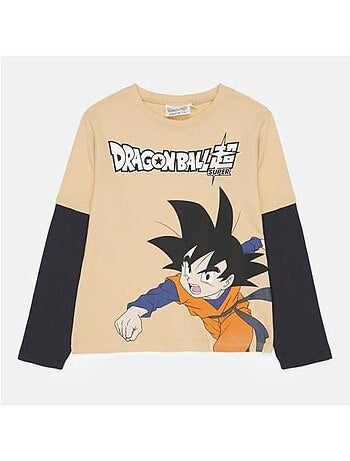 T-shirt garçon manches longues - dragon ball super - dragon ball super - 100% coton - beige - 5 ans