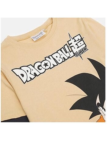 T-shirt garçon manches longues - dragon ball super - dragon ball super - 100% coton - beige - 5 ans