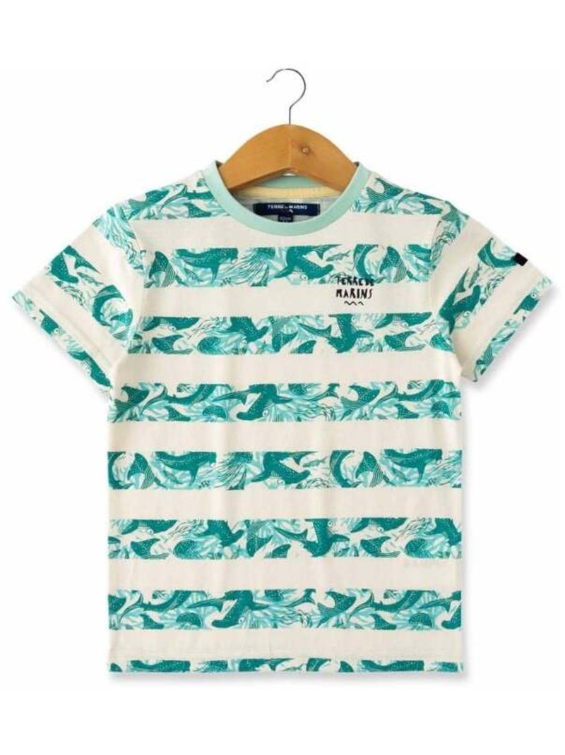 T-shirt Garçon rayures imprimé Beige - Kiabi
