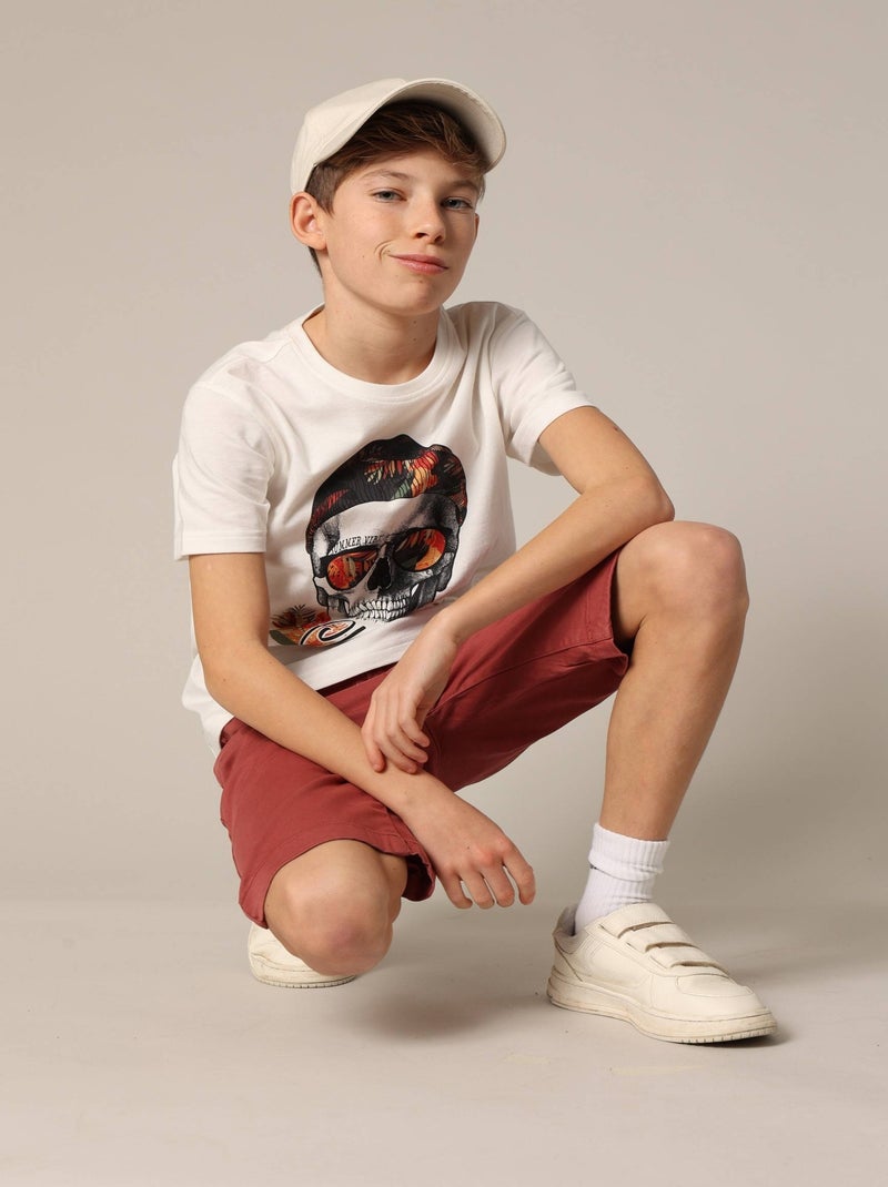 T-shirt garçon style rock 'Deeluxe' Ecru - Kiabi
