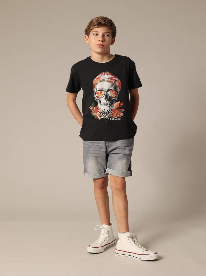 T-shirt garçon style rock 'Deeluxe' gris anthracite - Kiabi