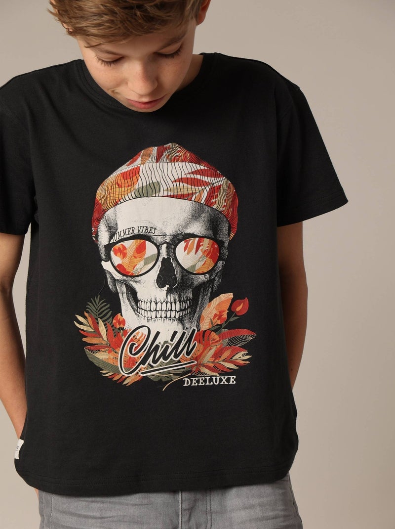 T-shirt garçon style rock 'Deeluxe' gris anthracite - Kiabi