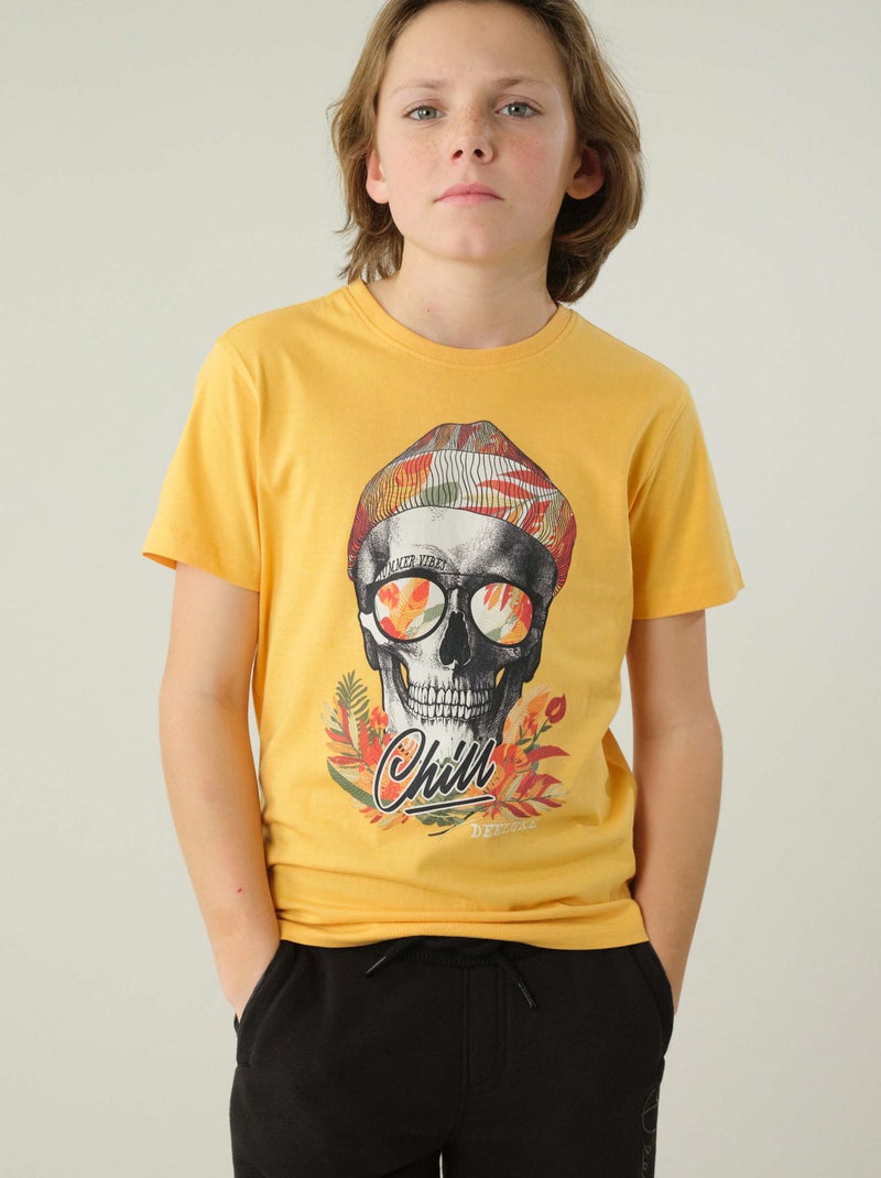 T-shirt garçon style rock 'Deeluxe' Jaune - Kiabi