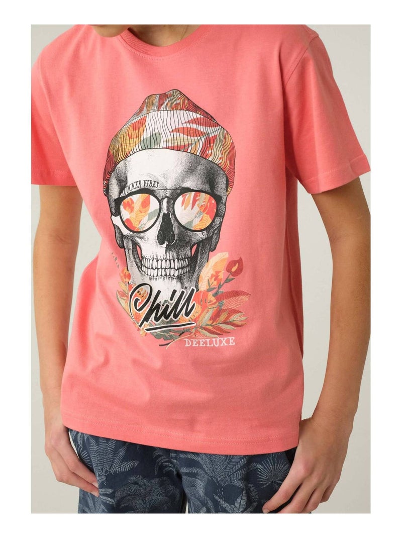 T-shirt garçon style rock 'Deeluxe' Orange corail - Kiabi