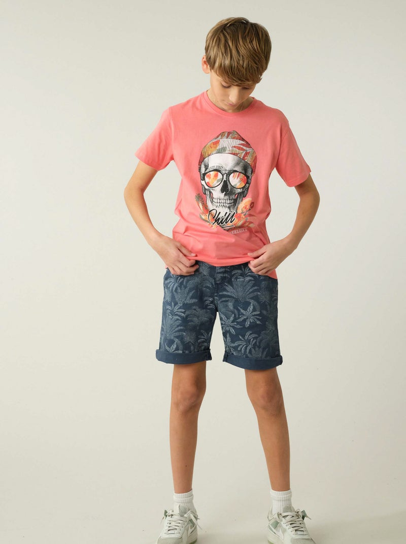 T-shirt garçon style rock 'Deeluxe' Orange corail - Kiabi