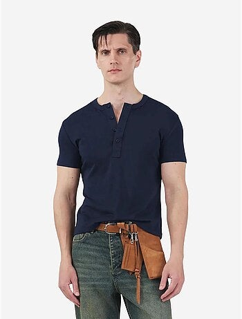 T-shirt giesto coupe ajustée à boutons et col rond