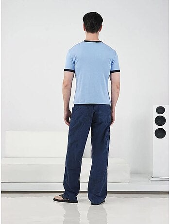 T-shirt giesto pour homme, col rond, color block avec bordure contrastée