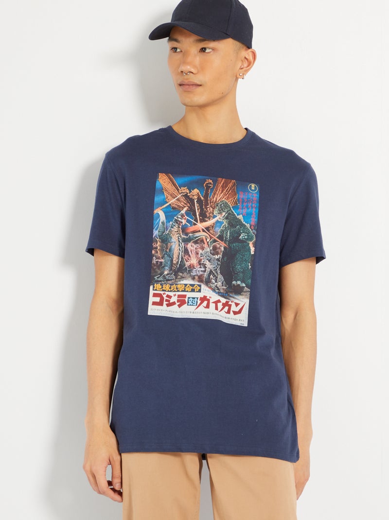 T-shirt 'Godzilla' bleu noir - Kiabi