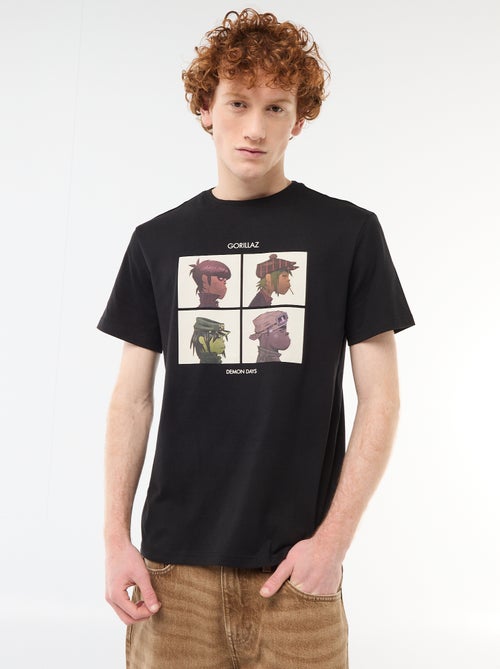 T-shirt 'Gorillaz' en coton uni - Kiabi