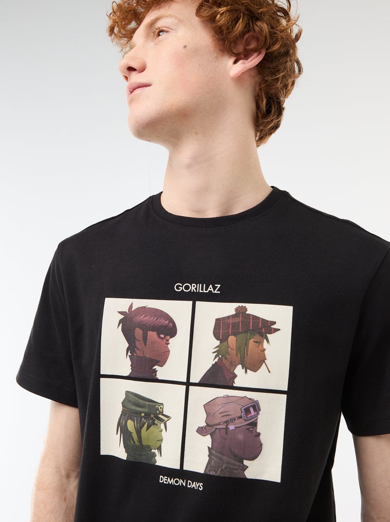 T-shirt 'Gorillaz' en coton uni Noir - Kiabi