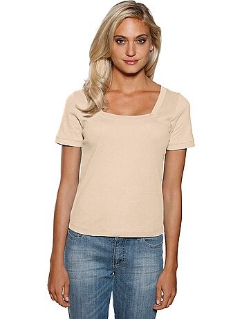 T-shirt Grande Encolure Carrée - Taille Standard - helline