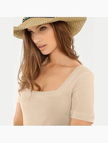 T-shirt Grande Encolure Carrée - Taille Standard - helline