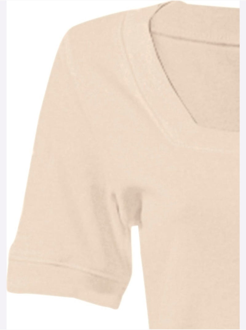 T-shirt Grande Encolure Carrée - Taille Standard - Helline Beige - Kiabi
