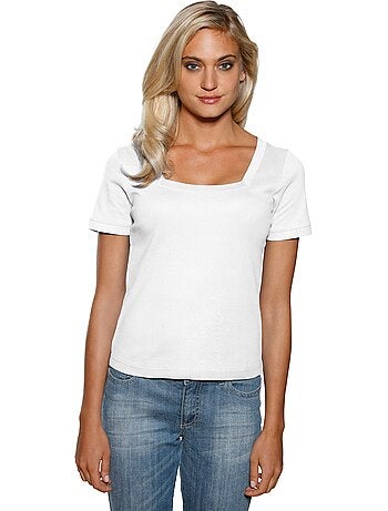 T-shirt Grande Encolure Carrée - Taille Standard - helline