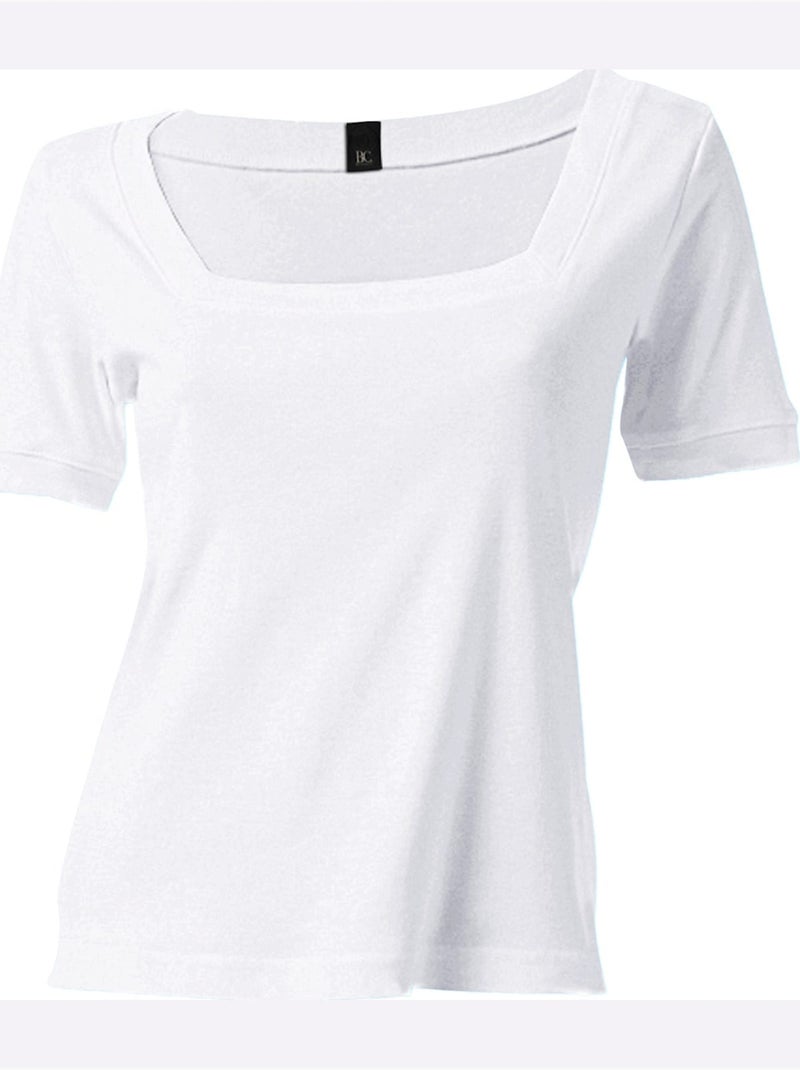 T-shirt Grande Encolure Carrée - Taille Standard - Helline Blanc - Kiabi