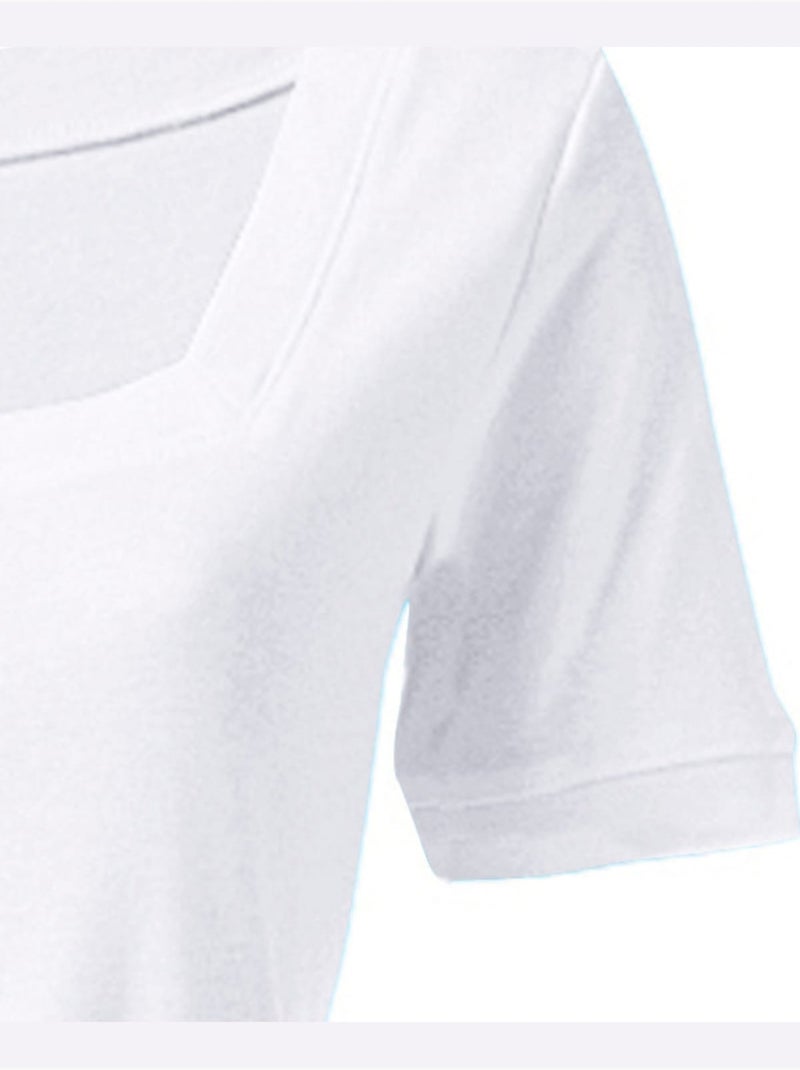 T-shirt Grande Encolure Carrée - Taille Standard - Helline Blanc - Kiabi