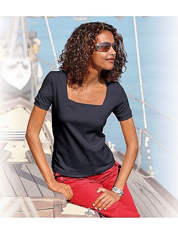 T-shirt Grande Encolure Carrée - Taille Standard - helline