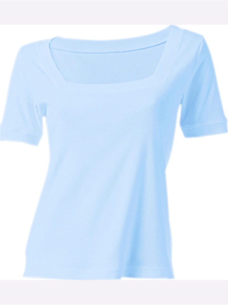 T-shirt Grande Encolure Carrée - Taille Standard - Helline Bleu - Kiabi