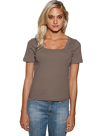 T-shirt Grande Encolure Carrée - Taille Standard - helline