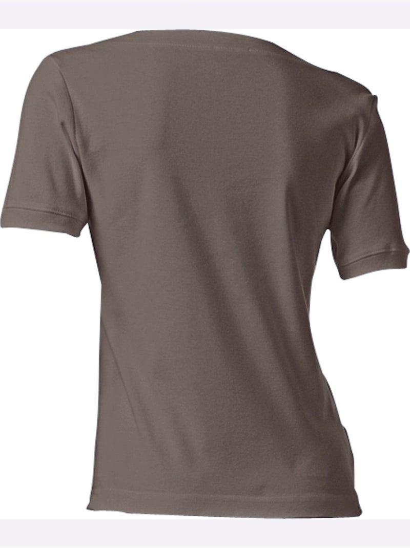 T-shirt Grande Encolure Carrée - Taille Standard - Helline Gris taupe - Kiabi