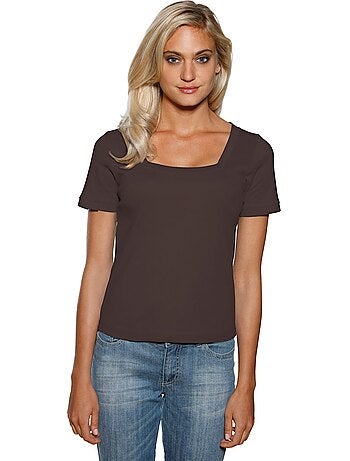 T-shirt Grande Encolure Carrée - Taille Standard - helline