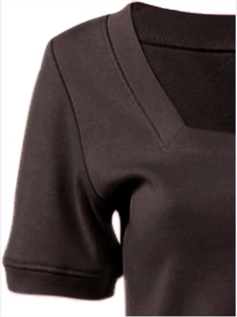 T-shirt Grande Encolure Carrée - Taille Standard - Helline Marron - Kiabi